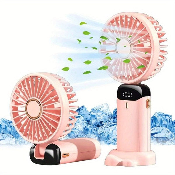 Planet Gates Portable Mini USB Fan LED Digital Display 5 Speeds 21hrs Battery Life Quiet Operation Ideal for Summer Travel and Household Use