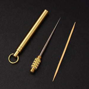 Planet Gates Portable Outdoor Tool Stainless Steel Toothpick Brass Creative Combination Stainless Steel Portable Toothpick Fruit Toothpick