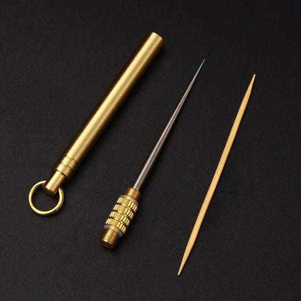Planet Gates Portable Outdoor Tool Stainless Steel Toothpick Brass Creative Combination Stainless Steel Portable Toothpick Fruit Toothpick