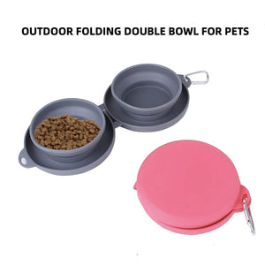 Planet Gates Portable Pet Bowl, Double-fold Silicone Pet Product, Thickened Dog Bowl, Suitable for Outdoor, Travel, and Indoor Use