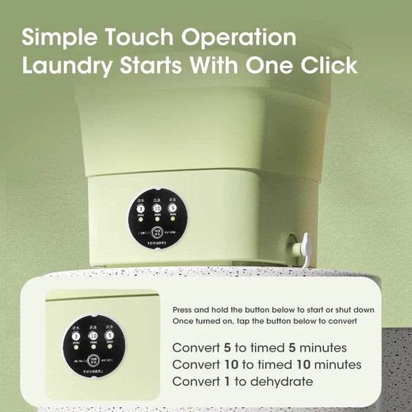 Planet Gates Portable Washing Machine Folding 4.5L Capacity Clothes Spin Dryer Bucket Travel Underwear Socks Ultrasonic Mini Washer