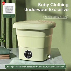 Planet Gates Portable Washing Machine Folding 4.5L Capacity Clothes Spin Dryer Bucket Travel Underwear Socks Ultrasonic Mini Washer