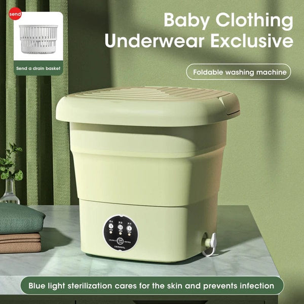 Planet Gates Portable Washing Machine Folding 4.5L Capacity Clothes Spin Dryer Bucket Travel Underwear Socks Ultrasonic Mini Washer