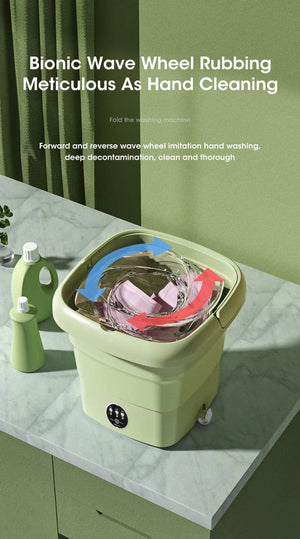 Planet Gates Portable Washing Machine Folding 4.5L Capacity Clothes Spin Dryer Bucket Travel Underwear Socks Ultrasonic Mini Washer