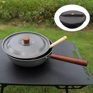 Planet Gates Pot Outdoor Frying Pan With Handle Storage Bag For Camping Hiking Picnic Cookware Portable Wok Lightweight Non-stick Frying Pan New