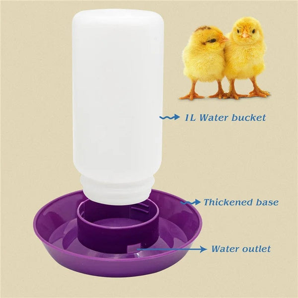 Planet Gates Poultry New Thickened Feeder and Drinker Water Food Dispenser Automatic Chicken Birds Chick Waterer Feeding Bucket Container 1L