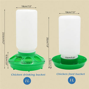 Planet Gates Poultry New Thickened Feeder and Drinker Water Food Dispenser Automatic Chicken Birds Chick Waterer Feeding Bucket Container 1L