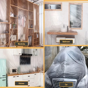 Planet Gates Pre-Taped Masking Film, Clear Plastic Sheeting Plastic Drop Cloths For Painting, Automotive Appliance, Plastic Sheeting Cover For Home Painting