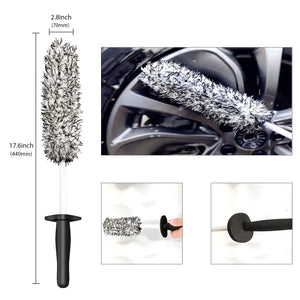 Planet Gates Premium Car Wheel Brush - Non-Slip Handle & Easy Cleaning for Rims & Spokes - Car Accessories