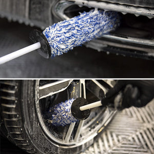 Planet Gates Premium Car Wheel Brush - Non-Slip Handle & Easy Cleaning for Rims & Spokes - Car Accessories