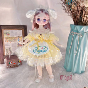 Planet Gates Pretty Anime 1/6 Bjd Byte Dolls For Kid Girls 6 to 10 Years Ball-jointed Comic Face Doll 30cm with Dresses Clothes Dress Up Girl