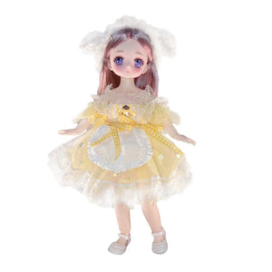 Planet Gates Pretty Anime 1/6 Bjd Byte Dolls For Kid Girls 6 to 10 Years Ball-jointed Comic Face Doll 30cm with Dresses Clothes Dress Up Girl
