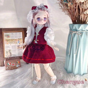 Planet Gates Pretty Anime 1/6 Bjd Byte Dolls For Kid Girls 6 to 10 Years Ball-jointed Comic Face Doll 30cm with Dresses Clothes Dress Up Girl