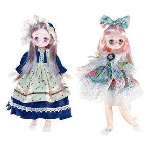 Planet Gates Pretty Anime 1/6 Bjd Byte Dolls For Kid Girls 6 to 10 Years Ball-jointed Comic Face Doll 30cm with Dresses Clothes Dress Up Girl