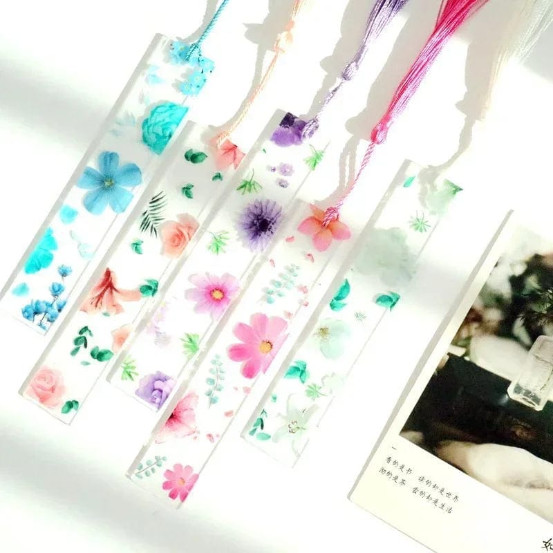 Planet Gates Pretty Flower Acrylic Ruler Bookmarks with Tassels 14cm Ruler Bookmark Student Teacher Stationery School/office Supplies