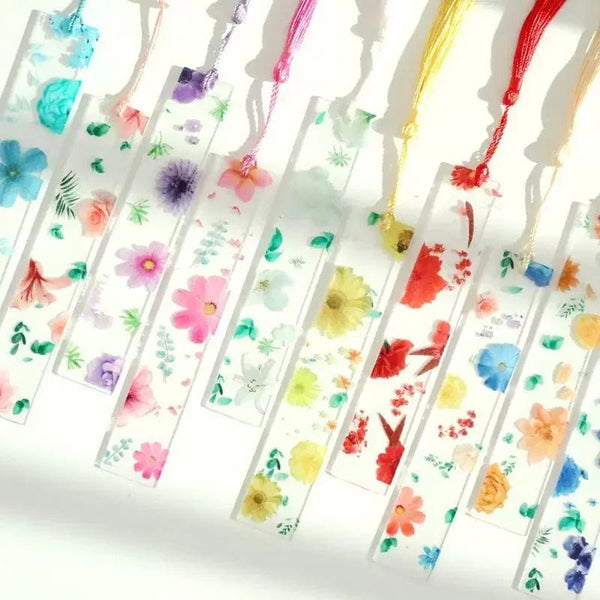 Planet Gates Pretty Flower Acrylic Ruler Bookmarks with Tassels 14cm Ruler Bookmark Student Teacher Stationery School/office Supplies