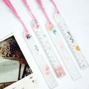 Planet Gates Pretty Flower Acrylic Ruler Bookmarks with Tassels 14cm Ruler Bookmark Student Teacher Stationery School/office Supplies