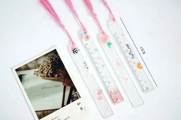 Planet Gates Pretty Flower Acrylic Ruler Bookmarks with Tassels 14cm Ruler Bookmark Student Teacher Stationery School/office Supplies