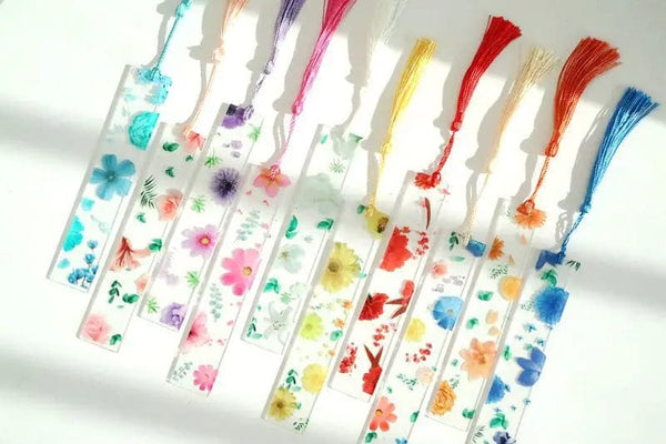 Planet Gates Pretty Flower Acrylic Ruler Bookmarks with Tassels 14cm Ruler Bookmark Student Teacher Stationery School/office Supplies