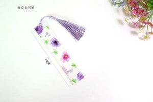 Planet Gates Pretty Flower Acrylic Ruler Bookmarks with Tassels 14cm Ruler Bookmark Student Teacher Stationery School/office Supplies