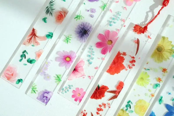 Planet Gates Pretty Flower Acrylic Ruler Bookmarks with Tassels 14cm Ruler Bookmark Student Teacher Stationery School/office Supplies
