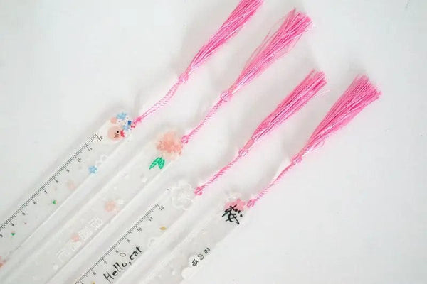 Planet Gates Pretty Flower Acrylic Ruler Bookmarks with Tassels 14cm Ruler Bookmark Student Teacher Stationery School/office Supplies