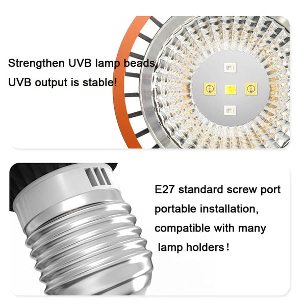 Planet Gates Professional 3W Reptile Lamp UVA UVB5.0 UVB10.0 Lmap LED Bulb Turtle Tortoise Lizard Basking Sunlight UVB Bulb Lighting