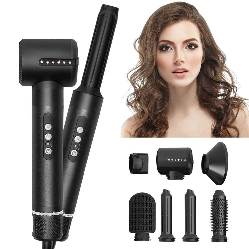 Planet Gates Professional Hair Dryer 7 In 1 High Speed Hair Dryer Hair Straightener Electric Curler Multifunctional Styling Tool Set