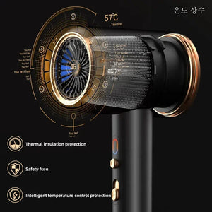 Planet Gates Professional Hair Dryer Hot Cold Wind Air Brush Hairdryer Negative Lonic Blow Dryer  Strong PowerDryer Salon Tool 2400W 3th Gear