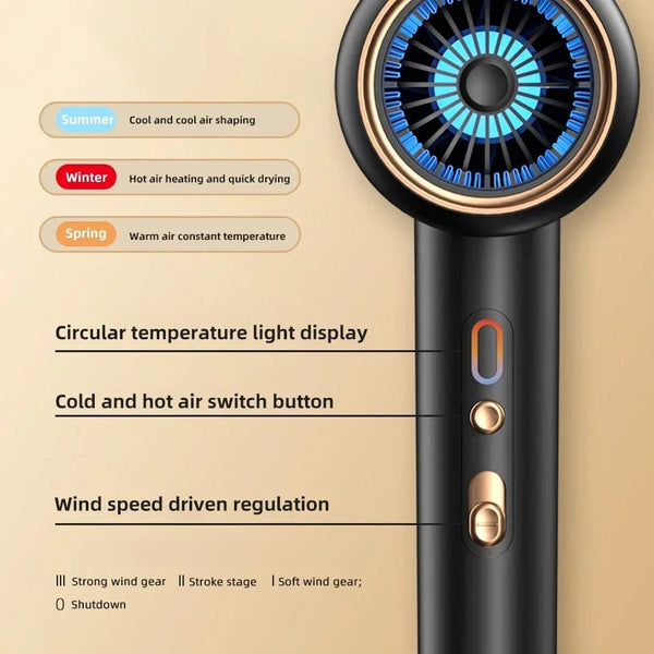 Planet Gates Professional Hair Dryer Hot Cold Wind Air Brush Hairdryer Negative Lonic Blow Dryer  Strong PowerDryer Salon Tool 2400W 3th Gear