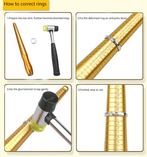 Planet Gates Professional Ring Enlarger Stick Mandrel Handle Hammers Ring Sizer Finger Measuring Stick For DIY Jewelry Making Measuring Tools