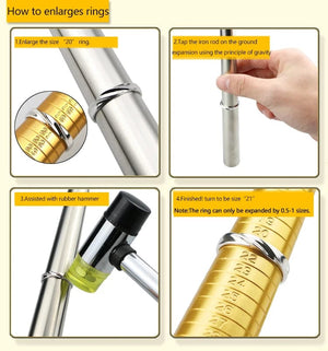 Planet Gates Professional Ring Enlarger Stick Mandrel Handle Hammers Ring Sizer Finger Measuring Stick For DIY Jewelry Making Measuring Tools