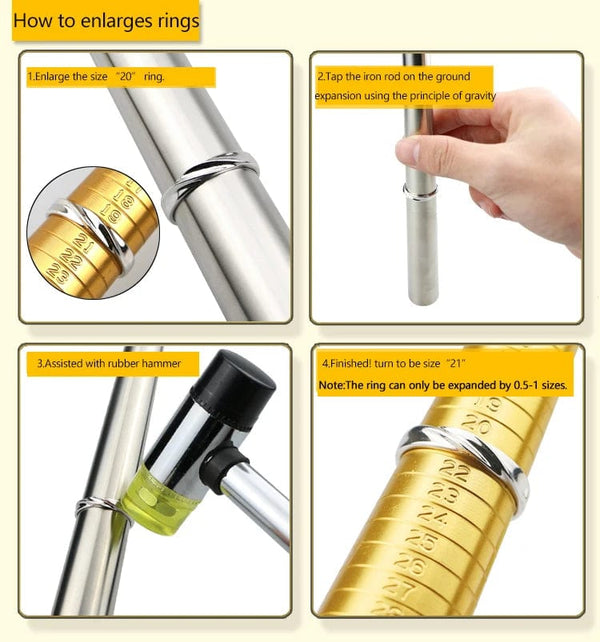 Planet Gates Professional Ring Enlarger Stick Mandrel Handle Hammers Ring Sizer Finger Measuring Stick For DIY Jewelry Making Measuring Tools