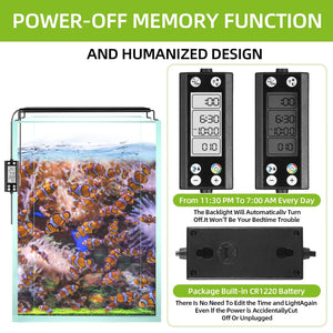 Planet Gates Programmable Fish Tank aquarium Light with LCD Monitor and Thermometer for Aquatic Plants, Memory Function 24/7 Cycle LED lamp