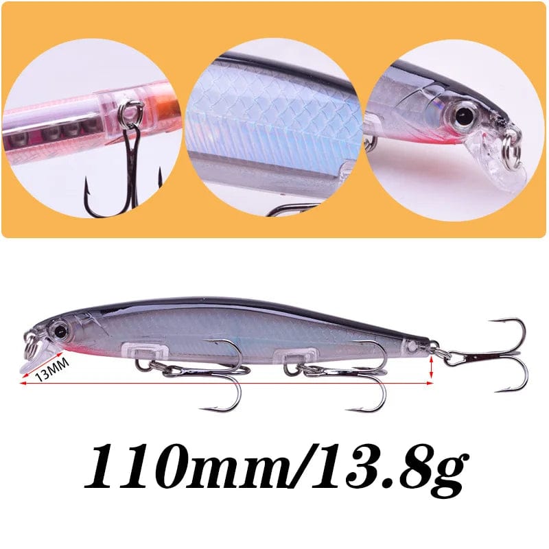 Planet Gates Proleurre Fishing Lures 11cm 13.8g Sinking Minnow Wobblers Plastic Artificial Baits With Hook for Bass Pike Carp Swimbait Tackle