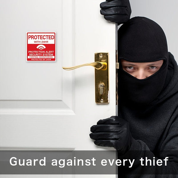 Planet Gates Protected 4pcs/set Home Security Alarm Window Stickers For Windows & Doors Warning Window Decal For Living Room Office Home Decor