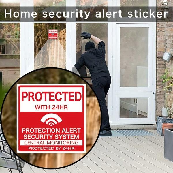 Planet Gates Protected 4pcs/set Home Security Alarm Window Stickers For Windows & Doors Warning Window Decal For Living Room Office Home Decor