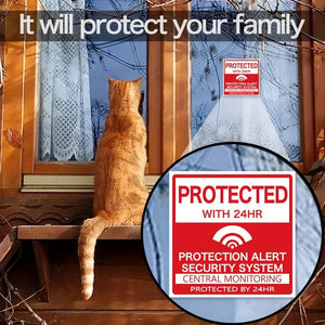 Planet Gates Protected 4pcs/set Home Security Alarm Window Stickers For Windows & Doors Warning Window Decal For Living Room Office Home Decor