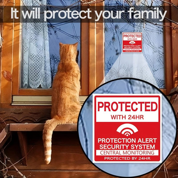 Planet Gates Protected 4pcs/set Home Security Alarm Window Stickers For Windows & Doors Warning Window Decal For Living Room Office Home Decor