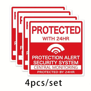 Planet Gates Protected 4pcs/set Home Security Alarm Window Stickers For Windows & Doors Warning Window Decal For Living Room Office Home Decor