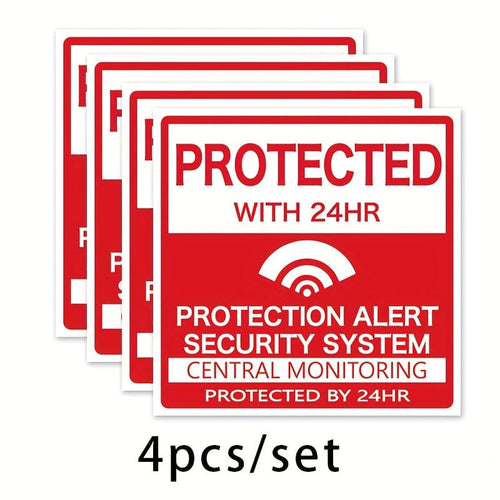Planet Gates Protected 4pcs/set Home Security Alarm Window Stickers For Windows & Doors Warning Window Decal For Living Room Office Home Decor