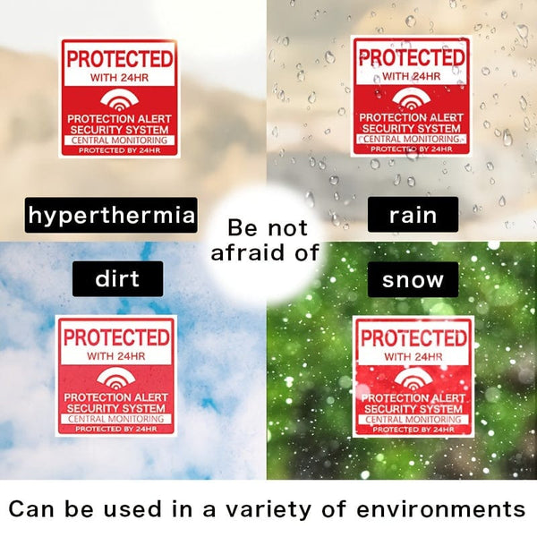 Planet Gates Protected 4pcs/set Home Security Alarm Window Stickers For Windows & Doors Warning Window Decal For Living Room Office Home Decor