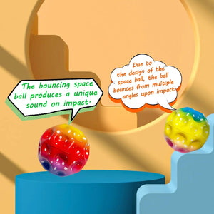 Planet Gates PU Foam Solid Porous Bouncing Space Ball Super High Pop Bouncing Ball to Improve Hand-Eye Coordination Children Toy Jumping Ball