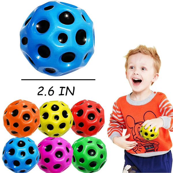 Planet Gates PU Foam Solid Porous Bouncing Space Ball Super High Pop Bouncing Ball to Improve Hand-Eye Coordination Children Toy Jumping Ball