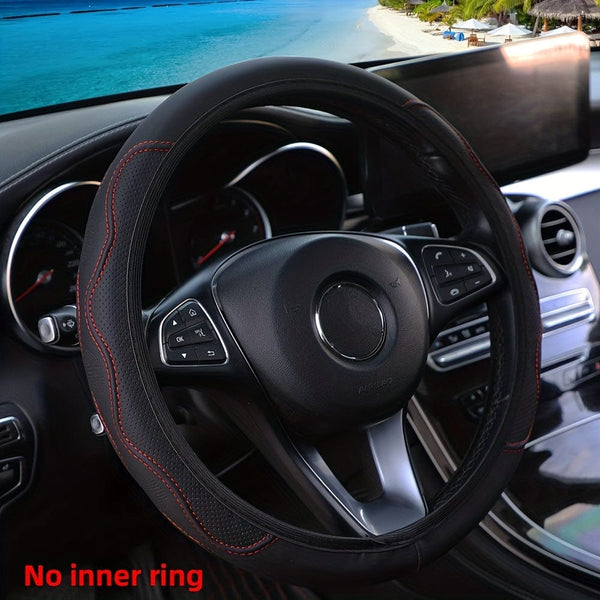 Planet Gates PU Leather Three-dimensional Pressure Hole Without Inner Ring Car Steering Wheel Cover Suitable For 37-38CM Car Accessories For All Seasons