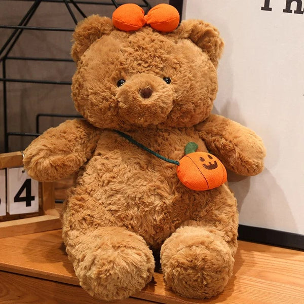 Planet Gates pumpkin bag bear yg / about 25cm Cute Cartoon Holiday Plush Toy Pumpkin Bear Rabbit Pig Chick Doll Pillow Accompanies Decompression Toy Birthday Halloween Gift