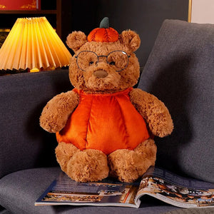 Planet Gates pumpkin bear sy / about 35cm Cute Cartoon Holiday Plush Toy Pumpkin Bear Rabbit Pig Chick Doll Pillow Accompanies Decompression Toy Birthday Halloween Gift