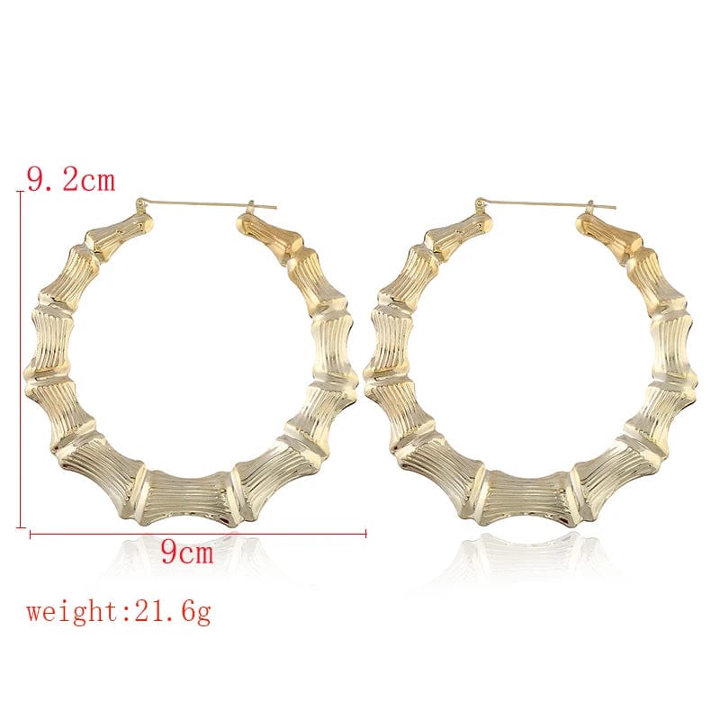 Planet Gates Punk Gold Sliver Color Bamboo Hoop Earrings For Women Geometric Big Round Circle Bamboo Earings Bijoux Hip Hop Party Jewelry