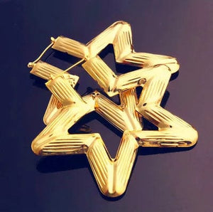 Planet Gates Punk Gold Sliver Color Bamboo Hoop Earrings For Women Geometric Big Round Circle Bamboo Earings Bijoux Hip Hop Party Jewelry