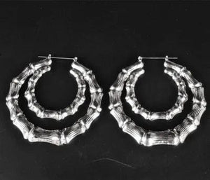 Planet Gates Punk Gold Sliver Color Bamboo Hoop Earrings For Women Geometric Big Round Circle Bamboo Earings Bijoux Hip Hop Party Jewelry